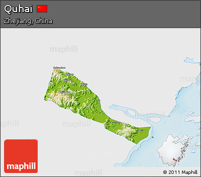 Physical 3D Map of Quhai, single color outside
