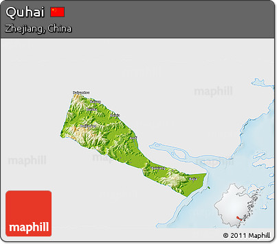 Physical 3D Map of Quhai, single color outside