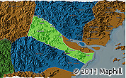 Political 3D Map of Quhai, darken