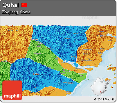 Political 3D Map of Quhai