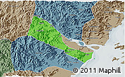 Political 3D Map of Quhai, semi-desaturated