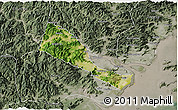 Satellite 3D Map of Quhai, semi-desaturated