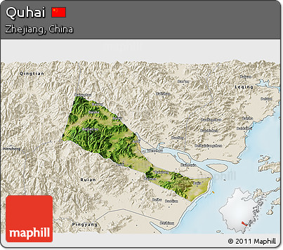 Satellite 3D Map of Quhai, shaded relief outside