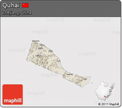 Shaded Relief 3D Map of Quhai, cropped outside