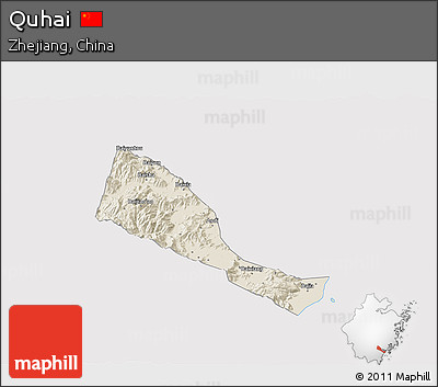 Shaded Relief 3D Map of Quhai, cropped outside