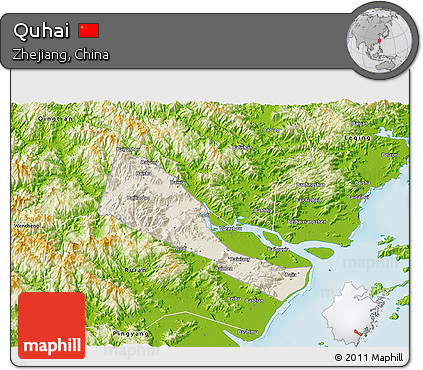 Shaded Relief 3D Map of Quhai, physical outside