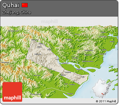 Shaded Relief 3D Map of Quhai, physical outside