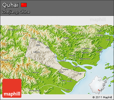 Shaded Relief 3D Map of Quhai, physical outside