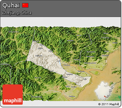 Shaded Relief 3D Map of Quhai, satellite outside