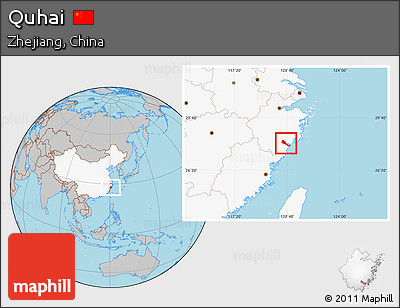 Gray Location Map of Quhai, highlighted country