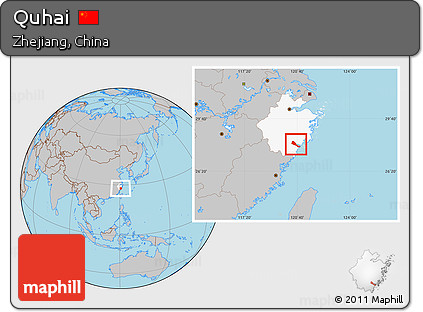 Gray Location Map of Quhai, highlighted parent region