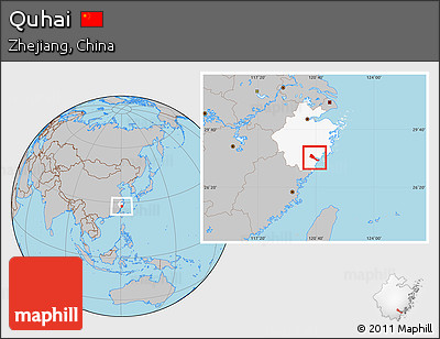 Gray Location Map of Quhai, highlighted parent region