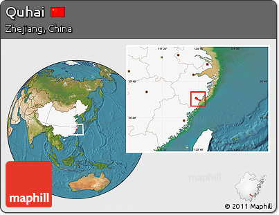 Satellite Location Map of Quhai, highlighted country