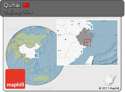 Savanna Style Location Map of Quhai, highlighted country, highlighted parent region, hill shading
