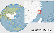 Savanna Style Location Map of Quhai, highlighted country, hill shading
