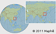 Savanna Style Location Map of Quhai, highlighted parent region, within the entire country, hill shading