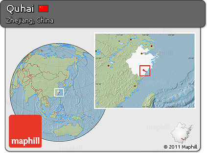 Savanna Style Location Map of Quhai, highlighted parent region, hill shading