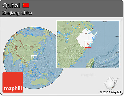 Savanna Style Location Map of Quhai, highlighted parent region, hill shading