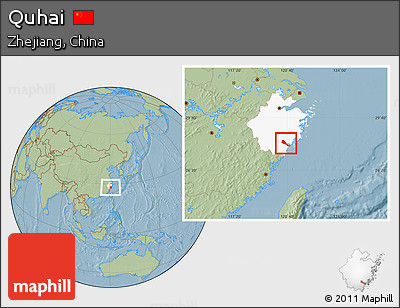 Savanna Style Location Map of Quhai, highlighted parent region, hill shading