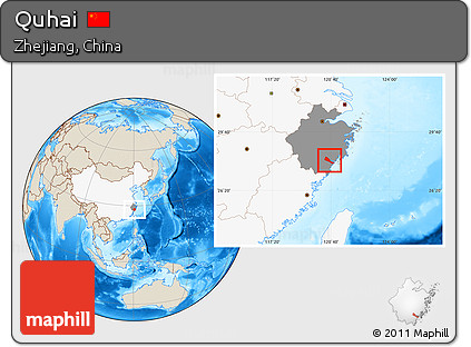 Shaded Relief Location Map of Quhai, highlighted country, highlighted parent region