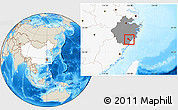 Shaded Relief Location Map of Quhai, highlighted country, highlighted parent region