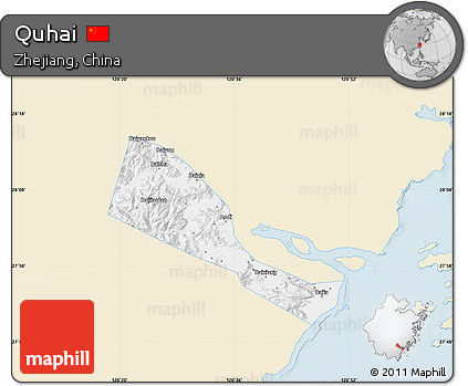 Classic Style Map of Quhai, single color outside