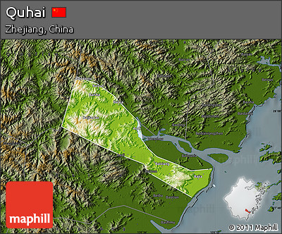 Physical Map of Quhai, darken
