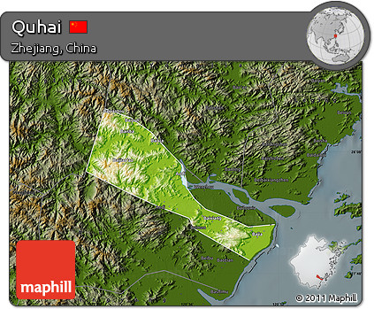 Physical Map of Quhai, darken