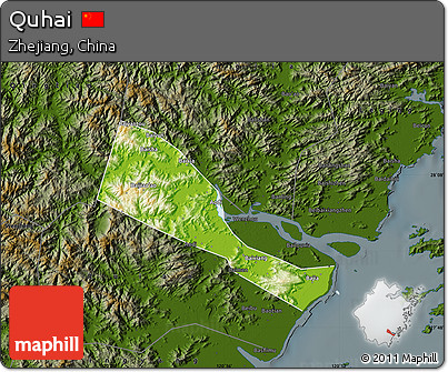 Physical Map of Quhai, darken
