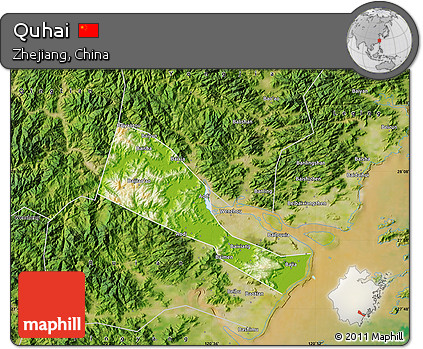 Physical Map of Quhai, satellite outside