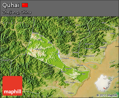 Physical Map of Quhai, satellite outside