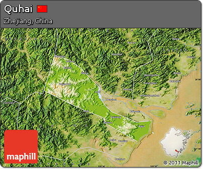 Physical Map of Quhai, satellite outside