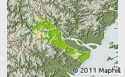 Physical Map of Quhai, semi-desaturated