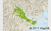 Physical Map of Quhai, shaded relief outside