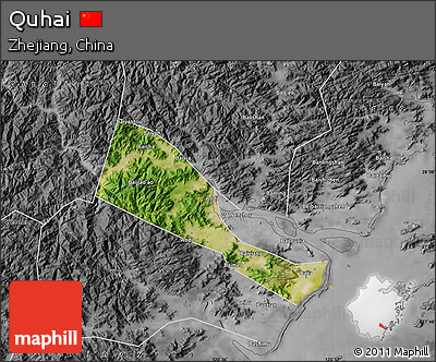 Satellite Map of Quhai, desaturated