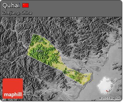 Satellite Map of Quhai, desaturated