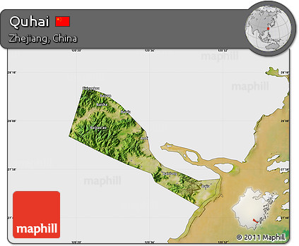Satellite Map of Quhai, single color outside