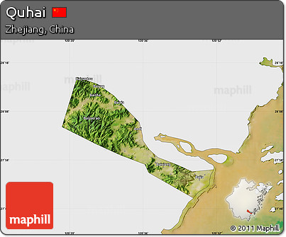 Satellite Map of Quhai, single color outside
