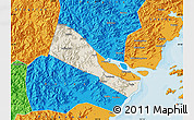 Shaded Relief Map of Quhai, political outside