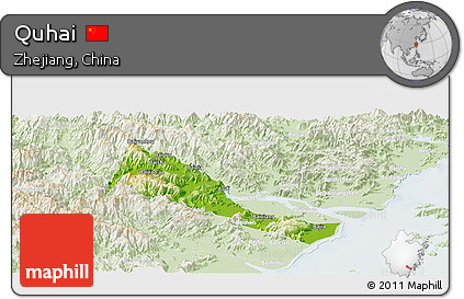 Physical Panoramic Map of Quhai, lighten