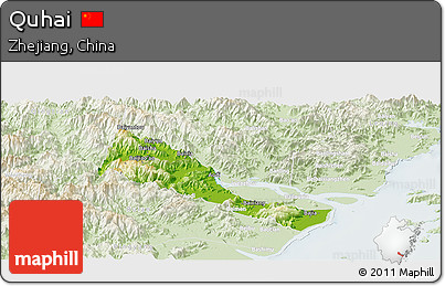 Physical Panoramic Map of Quhai, lighten