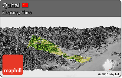 Satellite Panoramic Map of Quhai, desaturated