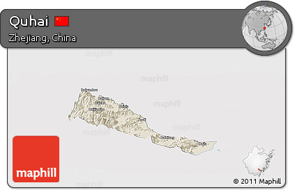 Shaded Relief Panoramic Map of Quhai, cropped outside