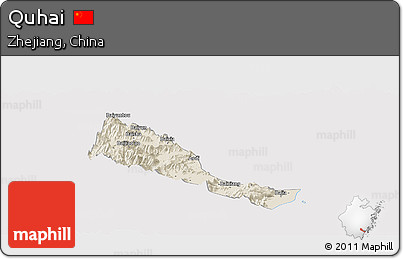 Shaded Relief Panoramic Map of Quhai, cropped outside