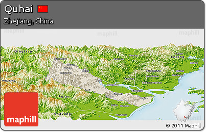 Shaded Relief Panoramic Map of Quhai, physical outside