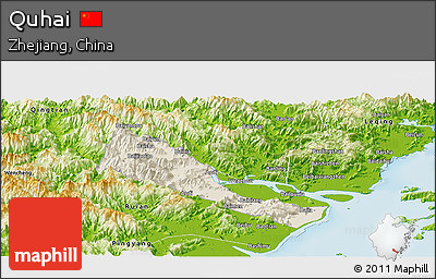 Shaded Relief Panoramic Map of Quhai, physical outside