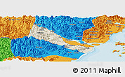 Shaded Relief Panoramic Map of Quhai, political outside