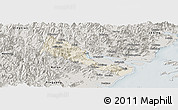 Shaded Relief Panoramic Map of Quhai, semi-desaturated