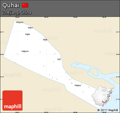 Classic Style Simple Map of Quhai, single color outside