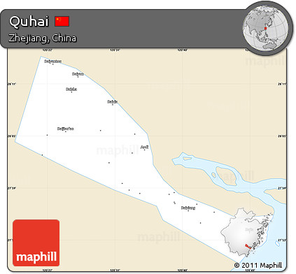 Classic Style Simple Map of Quhai, single color outside